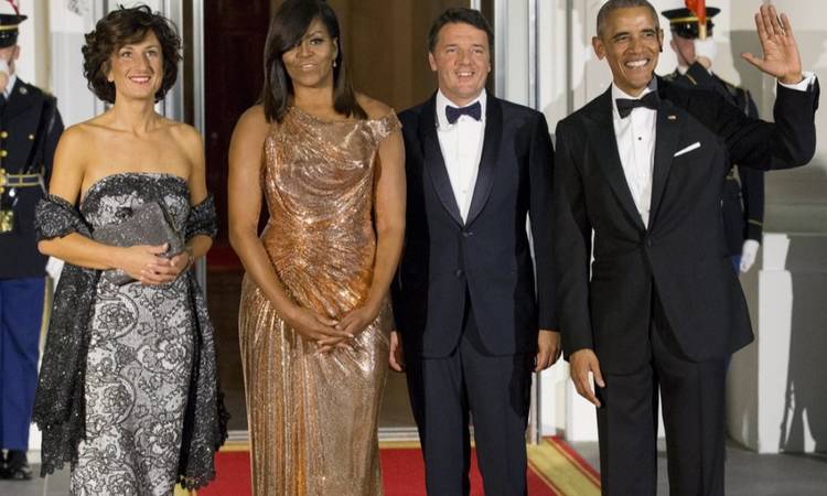 Matteo Renzi con Agnese Landini con Barack e Michelle Obama